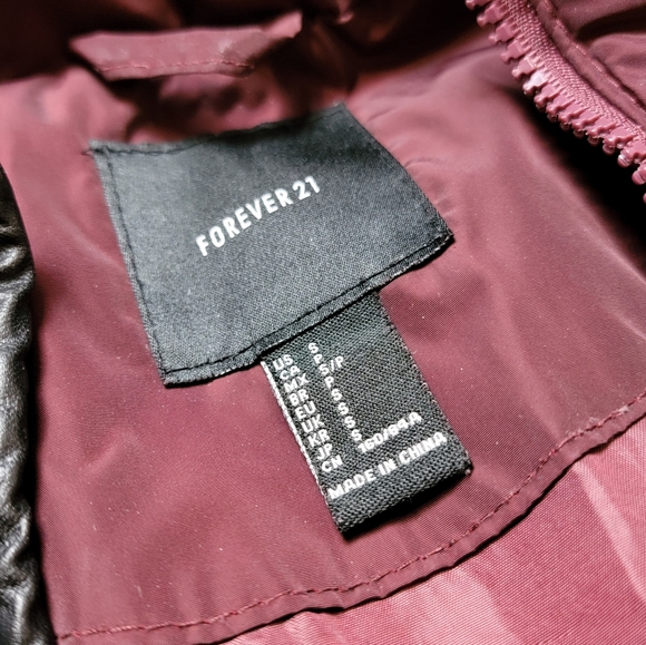 Fur Trimmed Hooded Parka - Burgundy - Picture 4 of 10